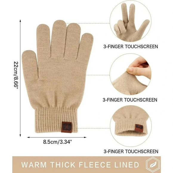 Women's Imported Winter Touchscreen Stretch Thermal Magic Warm Wool Gloves - Picture 2 of 6